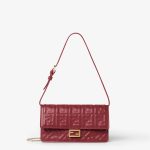FENDI Wallet On Chain Baguette Burgundy nappa leather wallet with FF motif
